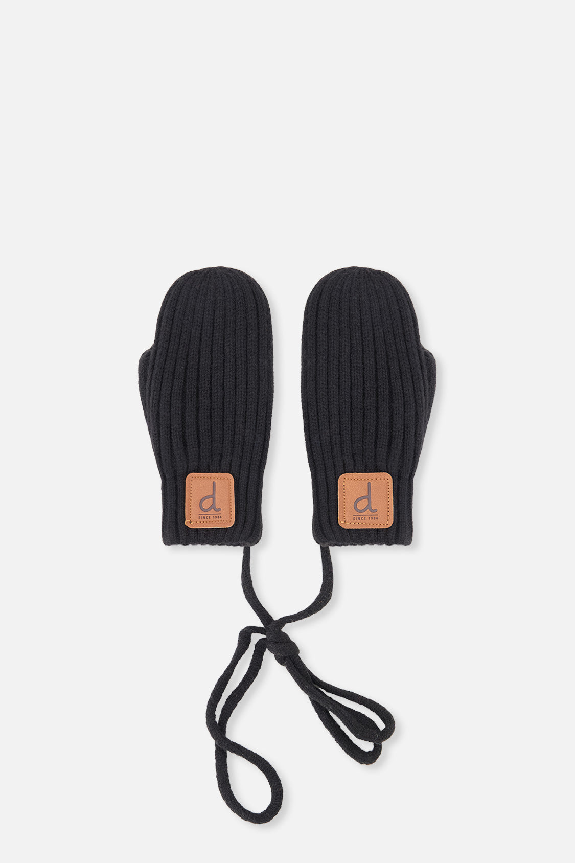 Baby Knit Mittens With String Black - Image 5