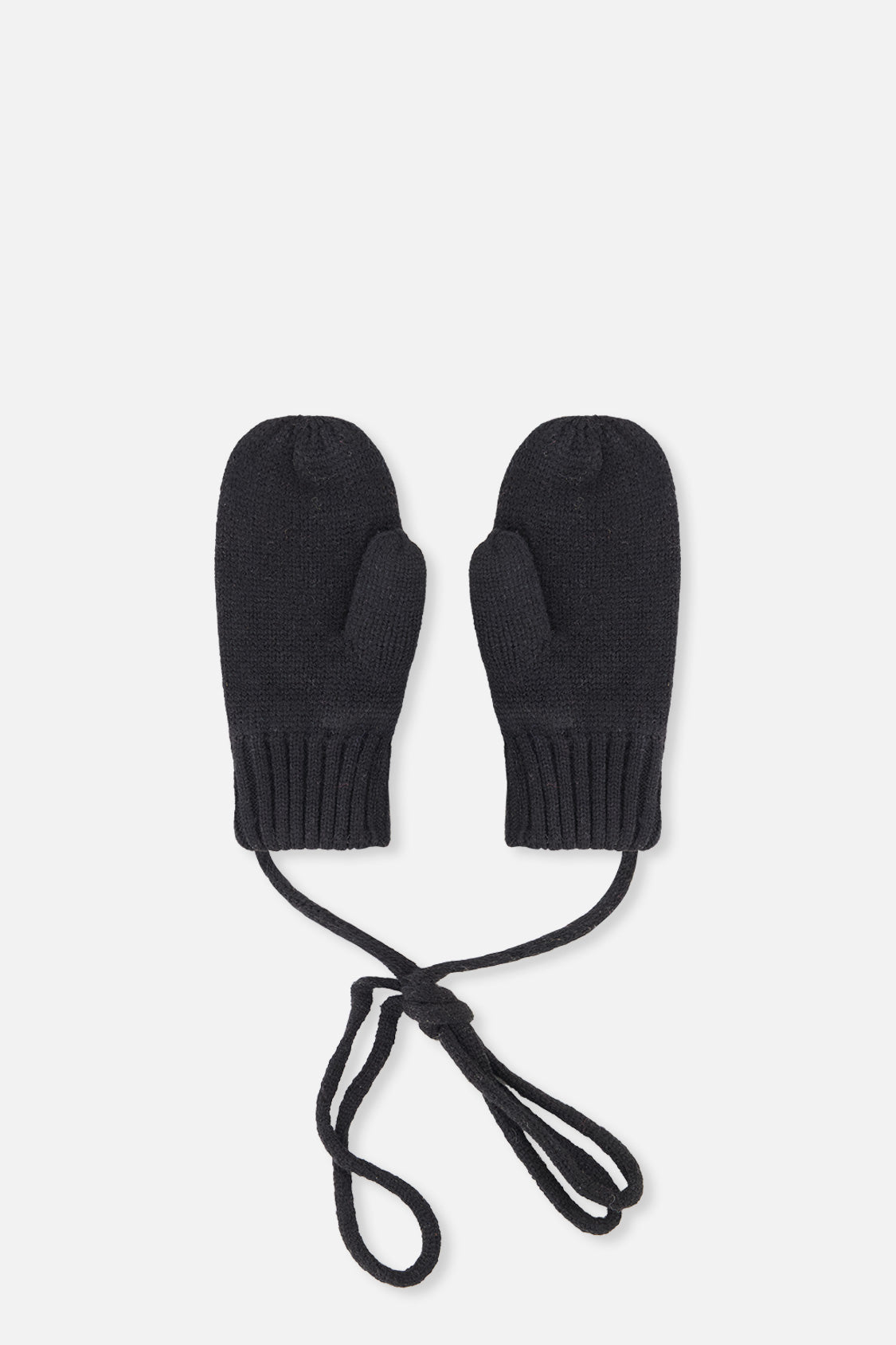 Baby Knit Mittens With String Black - Image 2