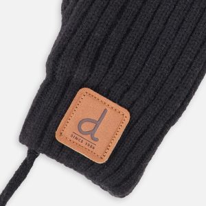 Baby Knit Mittens With String Black - Image 3