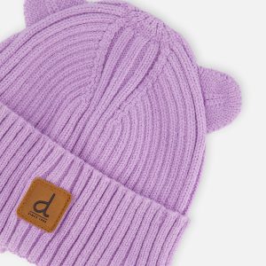Baby Knit Hat With Strings Lavender - Image 3
