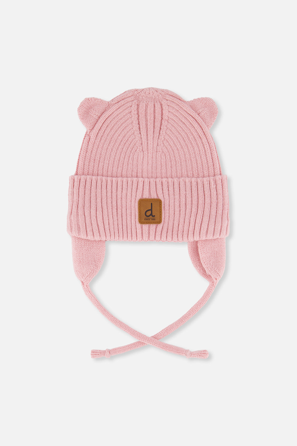 Baby Knit Hat With Strings Pale Dusty Pink - Image 5