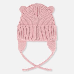 Alternative view of Baby Knit Hat With Strings Pale Dusty Pink