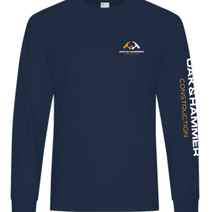 Oak & Hammer heavyweight ring‑spun cotton jersey long sleeve tee with rib cuffs LongSleeve-Navy