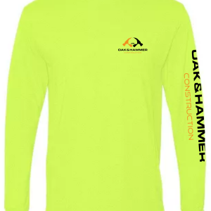 Oak & Hammer heavyweight ring‑spun cotton jersey long sleeve tee with rib cuffs - Safety Green