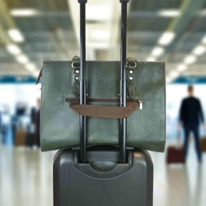 Alternative view of The Signature 17" Leather Laptop Bag, Olive Green