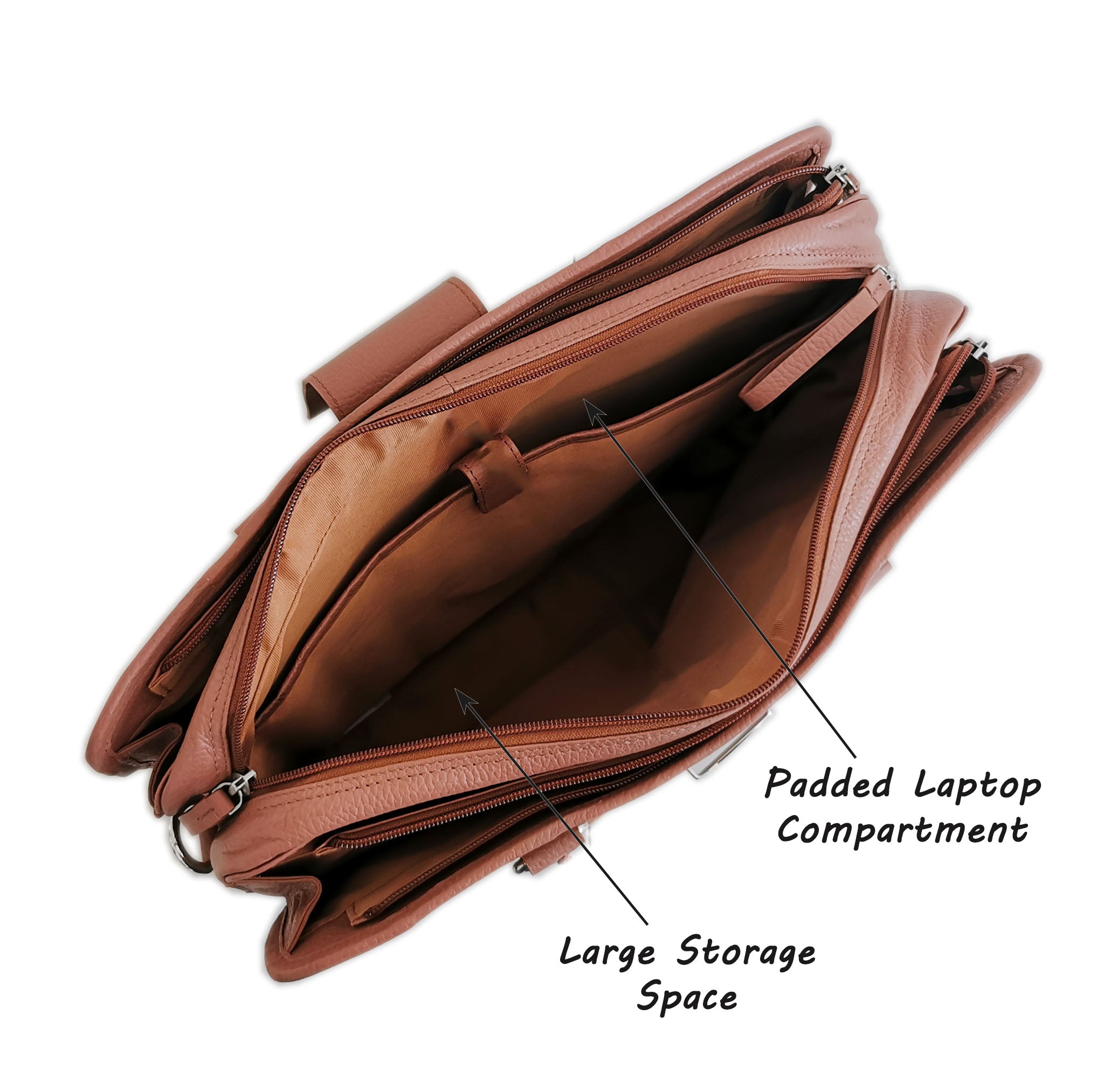 Leather Briefcase, Brown - Image 5