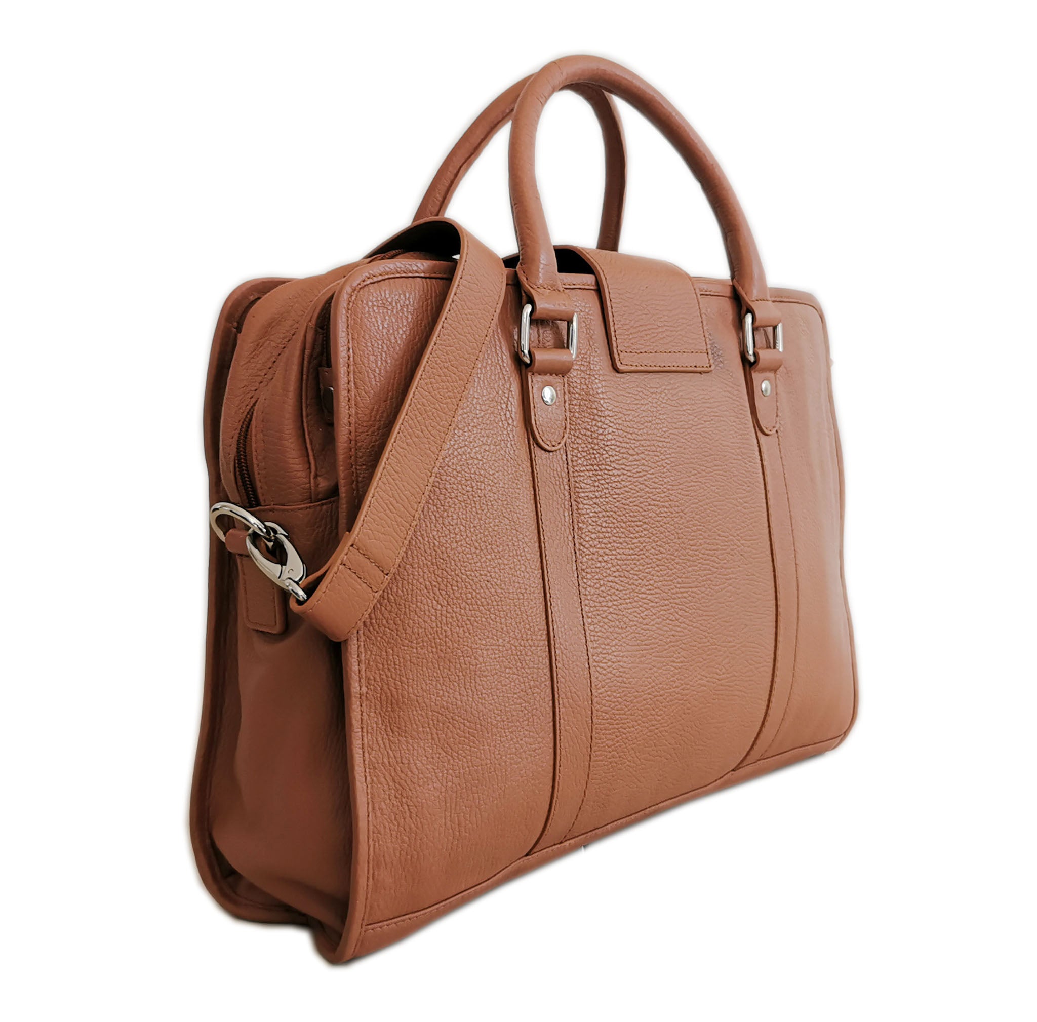 Leather Briefcase, Brown - Image 3