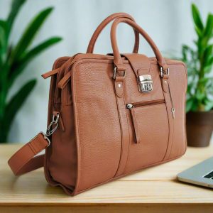 Alternative view of Leather Briefcase, Brown