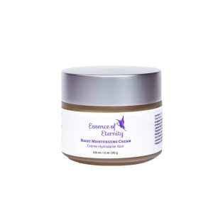 Essence of Eternity Night Cream with rose, cedarwood, and nourishing botanical oils for deep overnight hydration