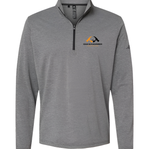 Oak & Hammer Adidas A401 lightweight performance quarter‑zip pullover with moisture‑wicking fabric - Black Heather