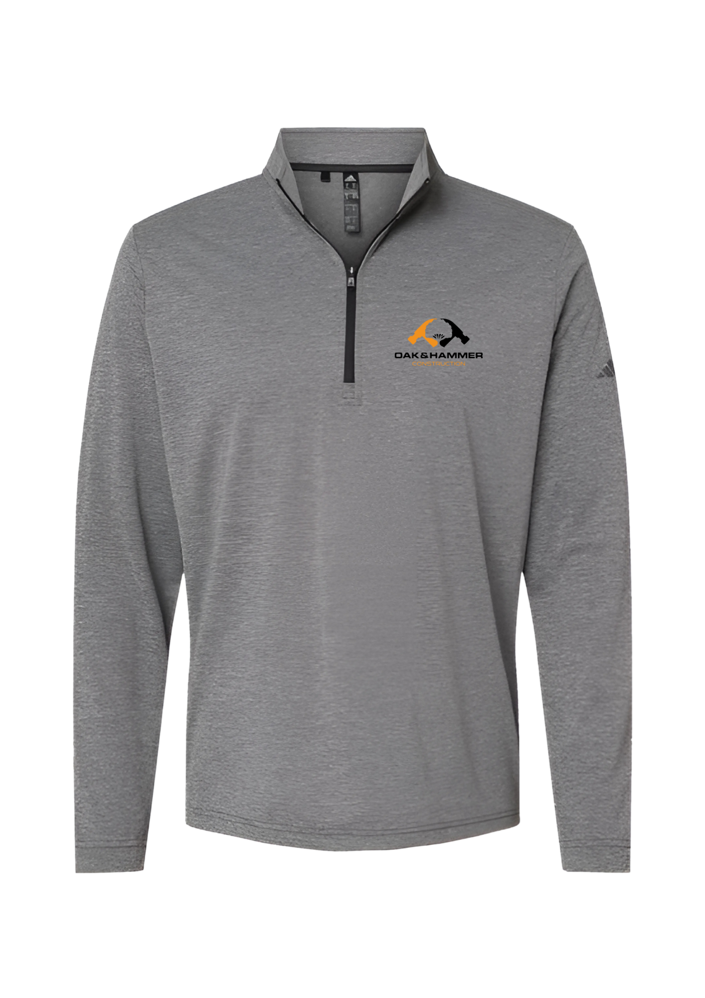 Oak & Hammer Adidas A401 lightweight performance quarter‑zip pullover with moisture‑wicking fabric - Black Heather
