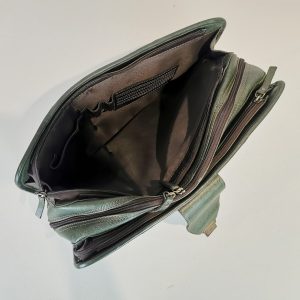 Leather Briefcase, Olive Green - Image 4