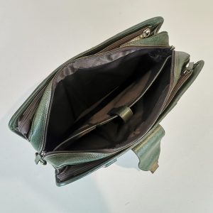 Leather Briefcase, Olive Green - Image 5