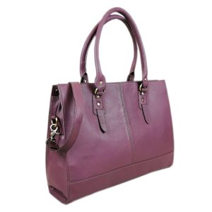 The Signature 17" Leather Laptop Bag, Purple