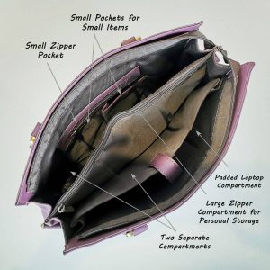 The Signature 17" Leather Laptop Bag, Purple - Image 4