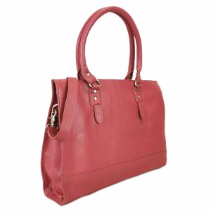 The Signature 17" Leather Laptop Bag, Ruby