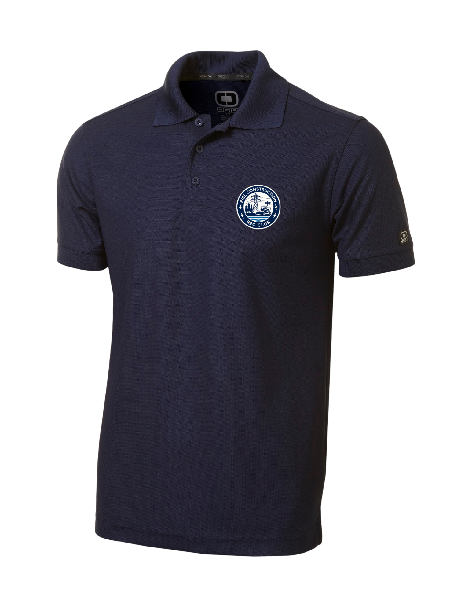 Riel Construction Rec Club OGIO Caliber 2.0 performance polo with moisture‑wicking fabric - Navy