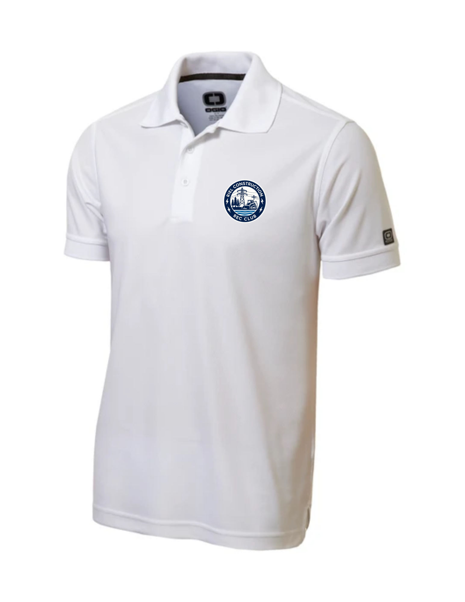 Riel Construction Rec Club OGIO Caliber 2.0 performance polo with moisture‑wicking fabric - White