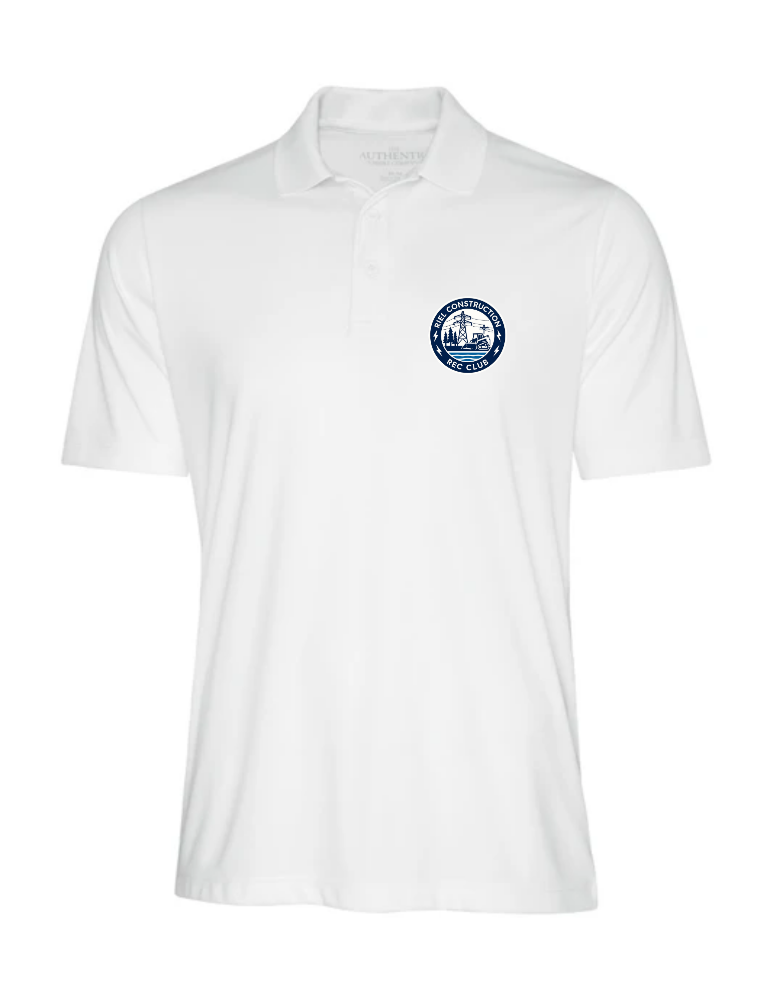 Riel Construction Rec Club ATC S4039 moisture‑wicking sport shirt with DTF printing - White