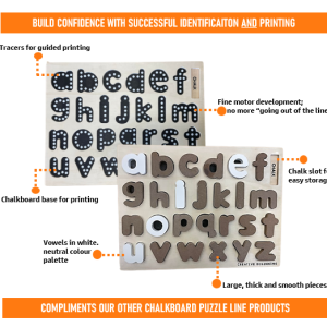 Alternative view of LOWERCASE ALPHABET - CHALKBOARD BASE WITH TRACERS - Lowercase Alphabet Tracing Board | Autism-Friendly Handwriting Tool | Sensory Letter Learning Set (Ages 3-8)