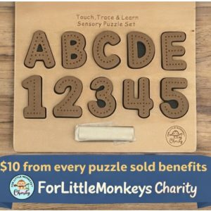 Mini Chalkboard Based Puzzle - Charity Board-  CHALKBOARD BASE WITH TRACERS -  Educational Alphabet Tracing Board | Sensory Learning Tool for Autism | Handwriting Practice Board