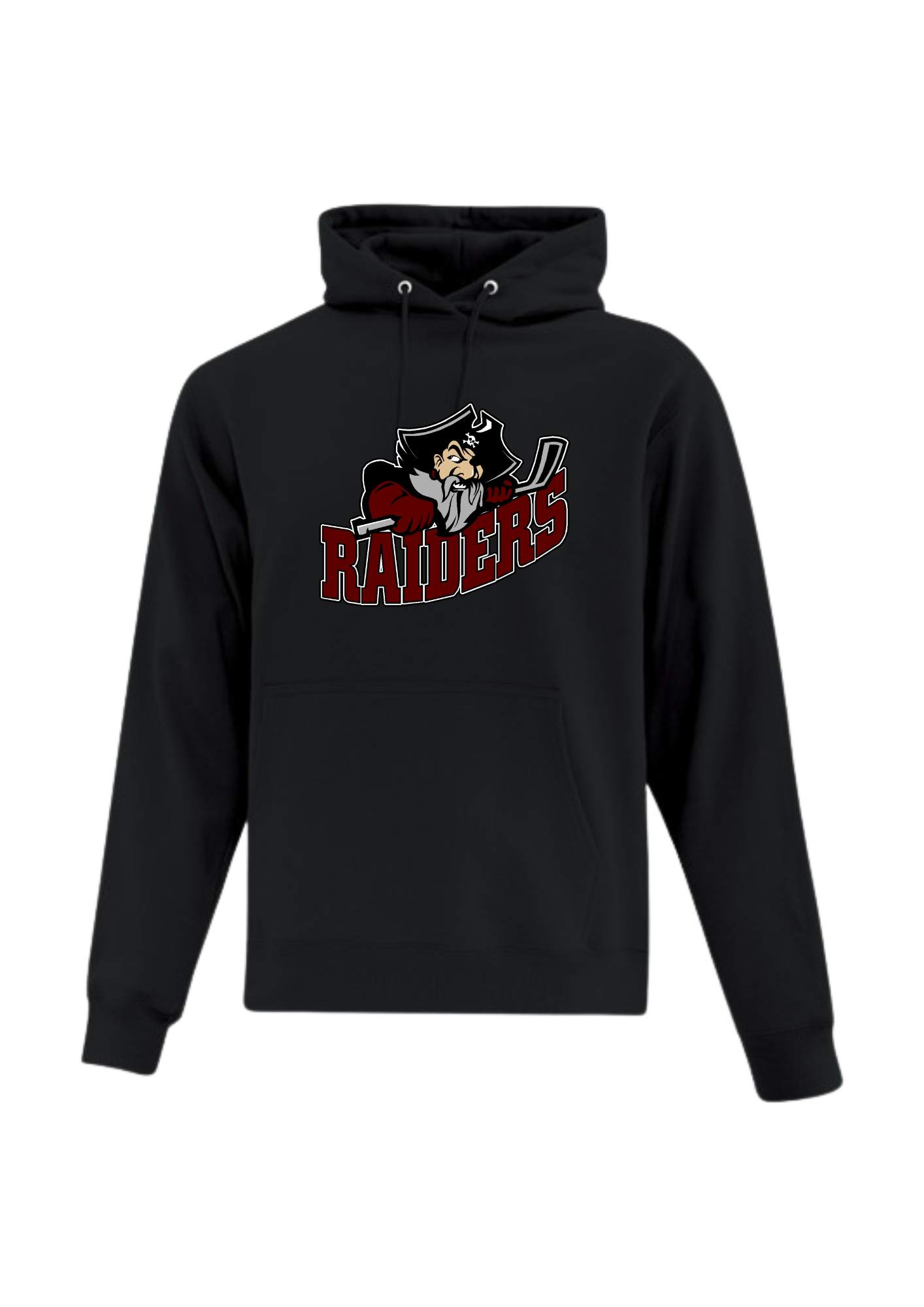 Seven Oaks Raiders fleece lined hoodie with bold logo and double‑lined hood - Black