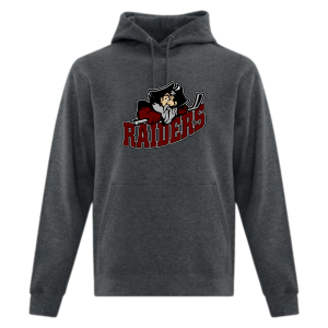 Seven Oaks Raiders fleece lined hoodie with bold logo and double‑lined hood - Dark Grey Heather
