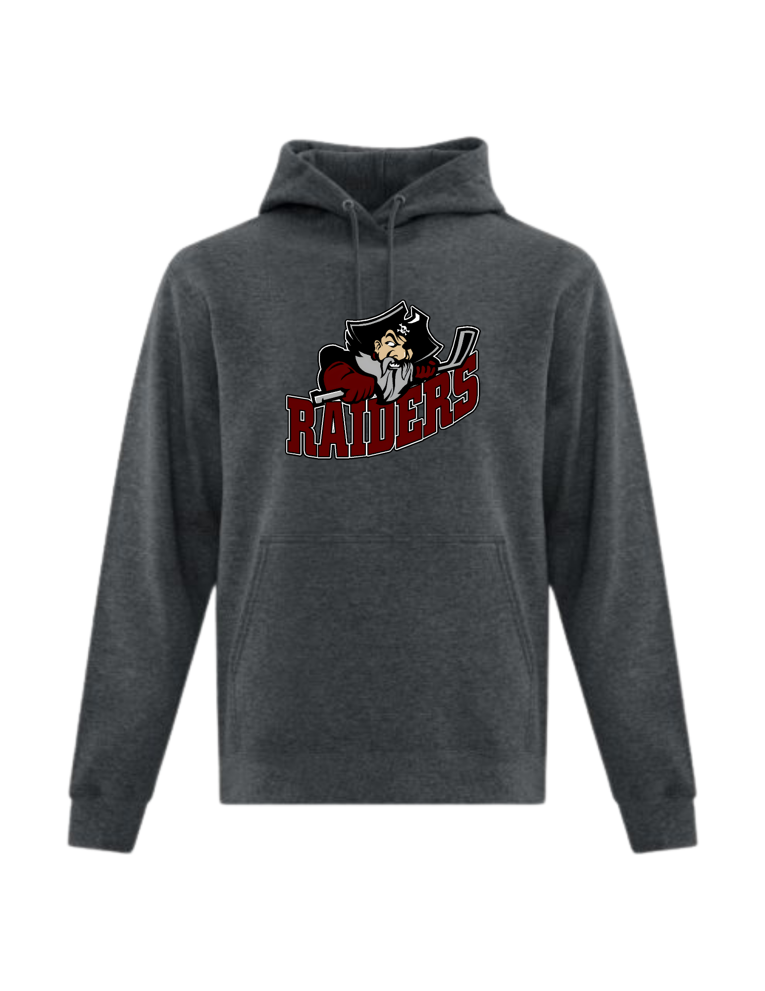 Seven Oaks Raiders fleece lined hoodie with bold logo and double‑lined hood - Dark Grey Heather