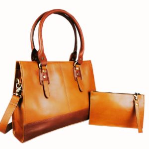The Signature 15" Leather Laptop Bag, Tan - Image 3