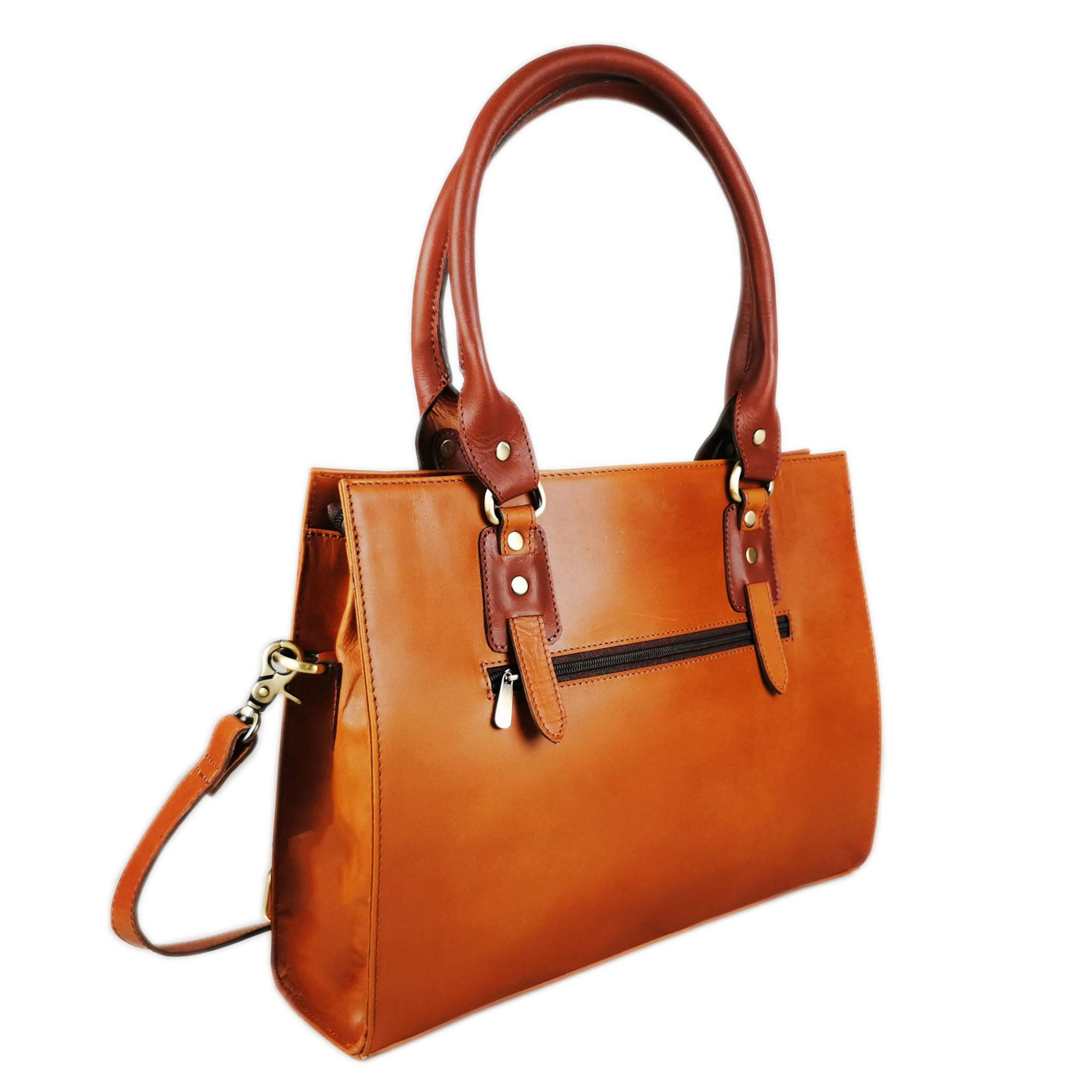 The Signature 15" Leather Laptop Bag, Tan - Image 5