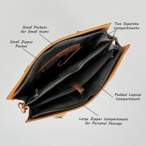 The Signature 15" Leather Laptop Bag, Tan - Image 4