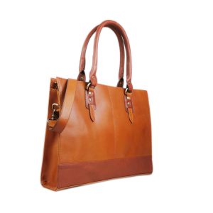 The Signature 17" Leather Laptop Bag, Tan