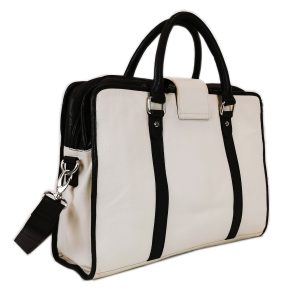 Leather Briefcase, White - Image 3