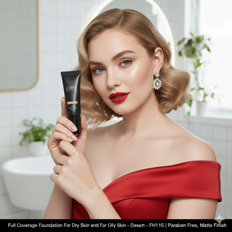 Full Coverage Foundation For Dry Skin and For Oily Skin - Desert - FH115 | Paraben Free, Matte Finish - Image 2