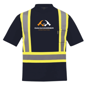 Oak & Hammer CX2 Watchman hi‑vis T‑shirt with reflective tape and chest pocket - Navy