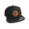 Classic Yupoong snapback hat with flat bill and green underbill