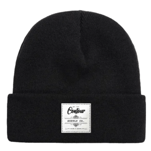 Contoure Supply Company Imperial premium acrylic knit beanie in classic cuffed design - Black - White Large Label