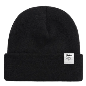 Contoure Supply Company Imperial premium acrylic knit beanie in classic cuffed design - Black - White small Label