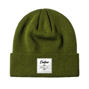 Contoure Supply Company Imperial premium acrylic knit beanie in classic cuffed design - Pine Green - White Large Label