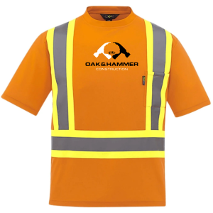 Oak & Hammer CX2 Watchman hi‑vis T‑shirt with reflective tape and chest pocket - Orange