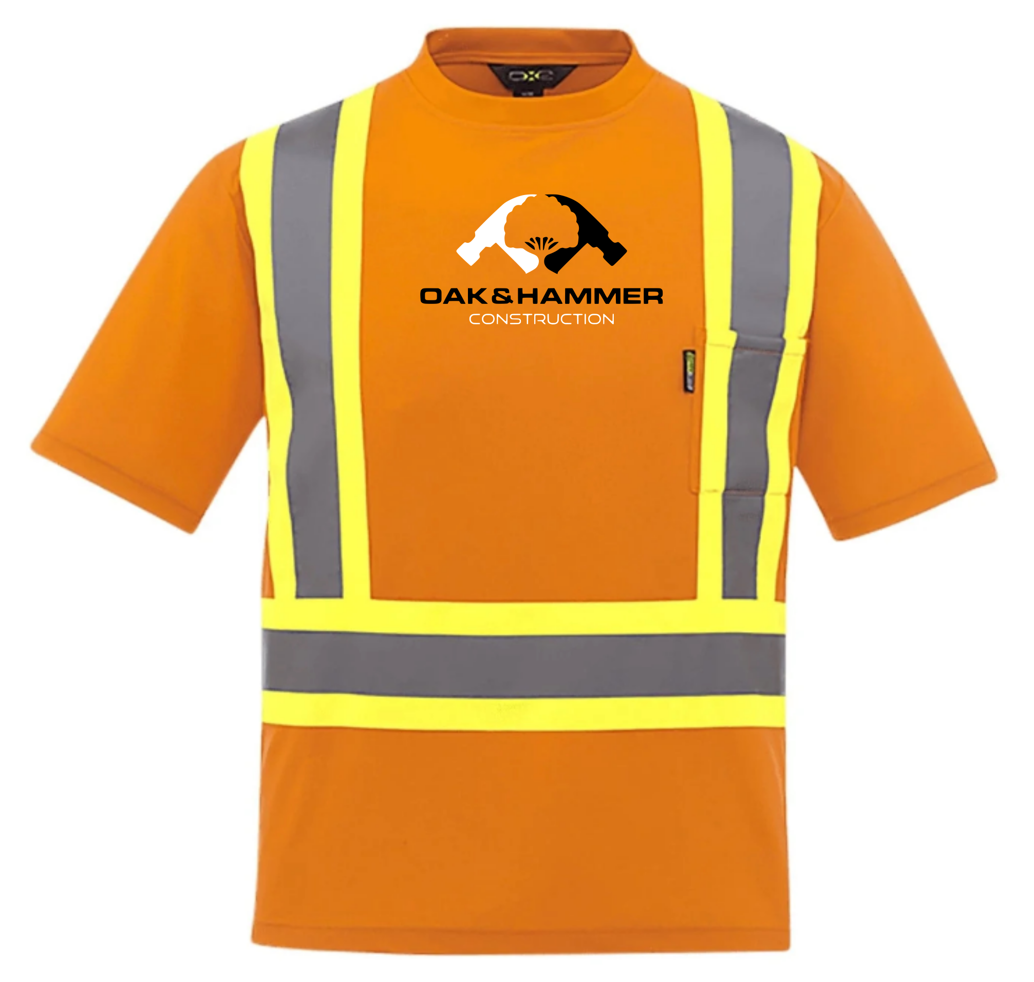 Oak & Hammer CX2 Watchman hi‑vis T‑shirt with reflective tape and chest pocket - Orange