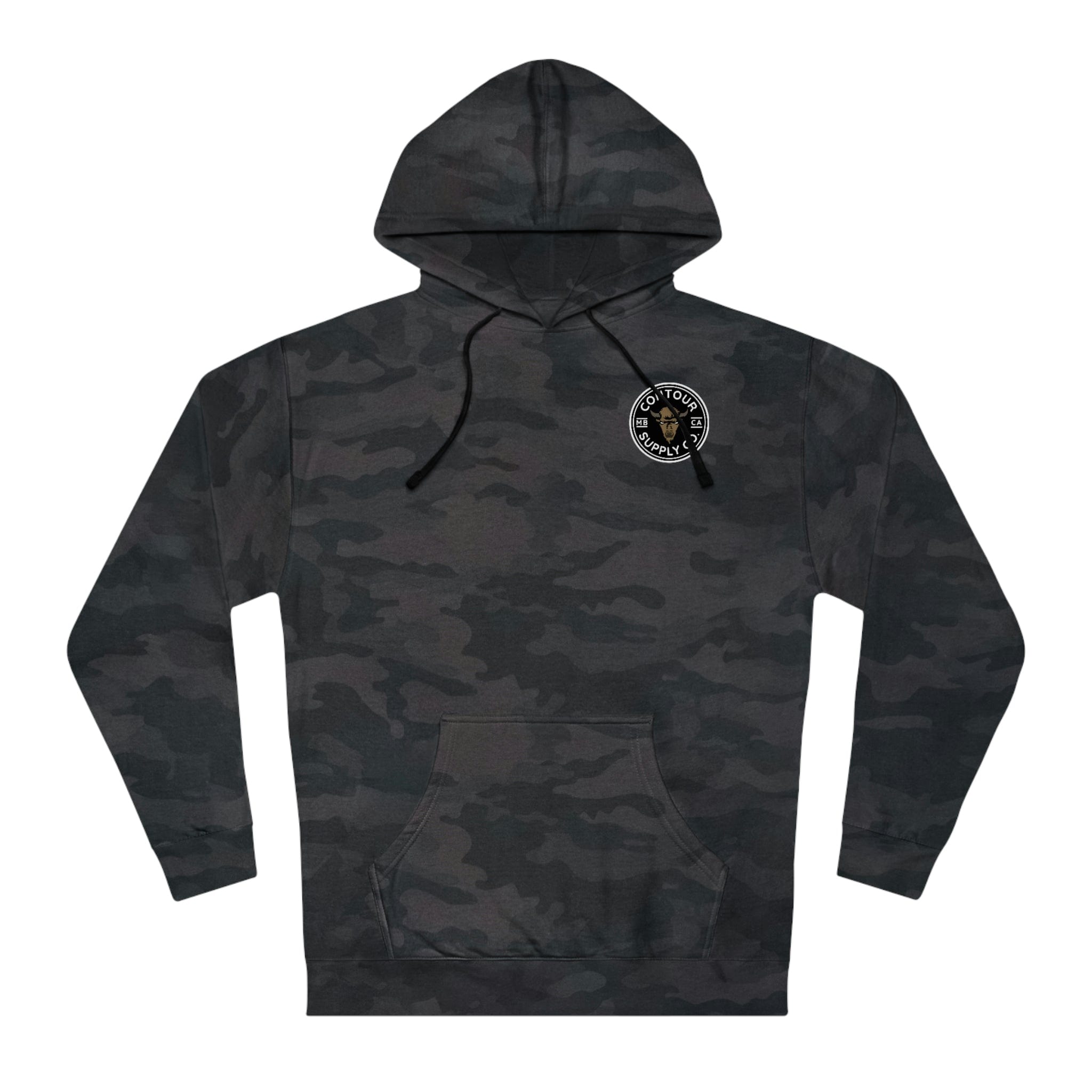 Prairie Giants embroidered patch hoodie made from cotton‑face fleece with jersey‑lined hood - Black Camo
