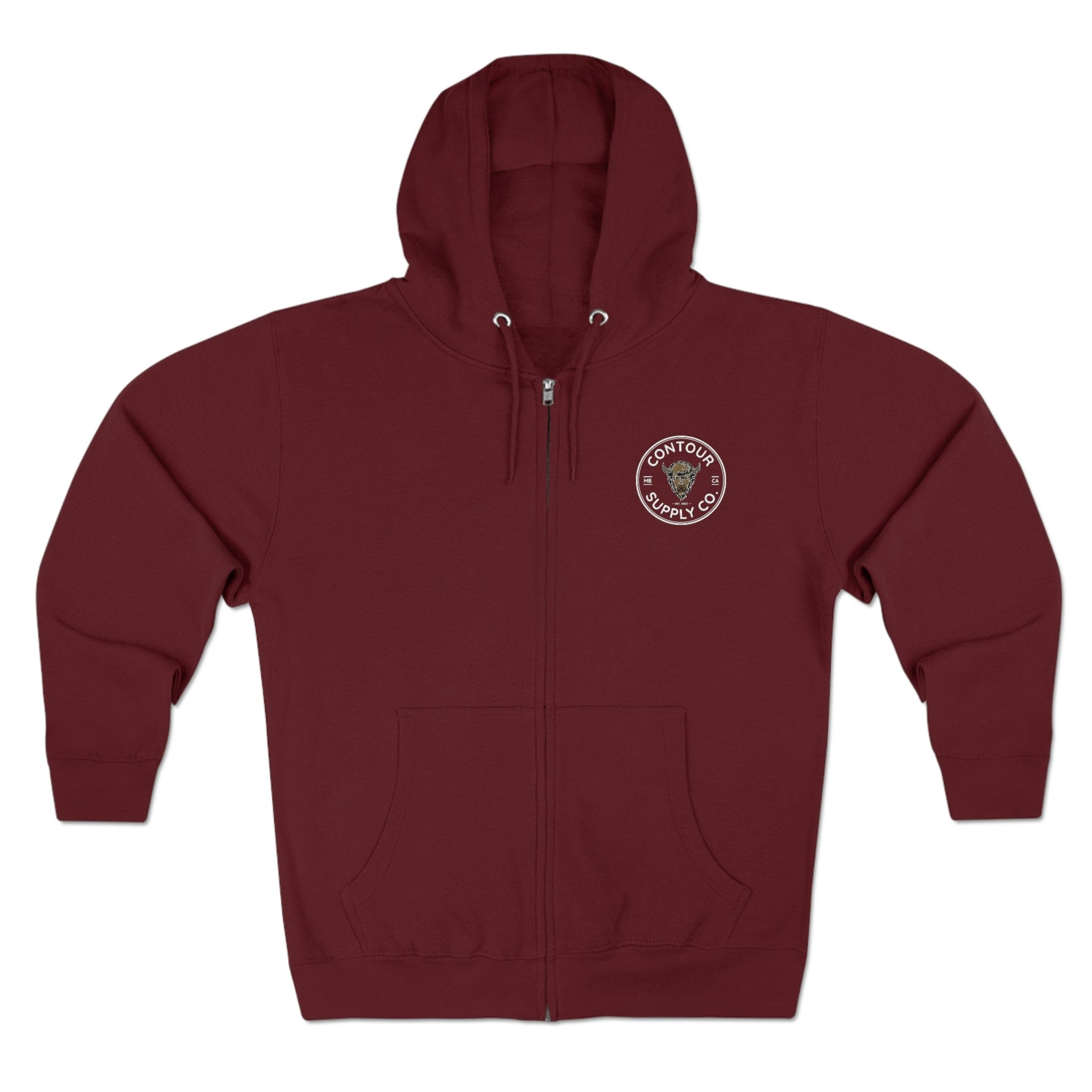 Prairie Giants premium full zip hoodie with soft cotton‑blend fabric - Burgundy