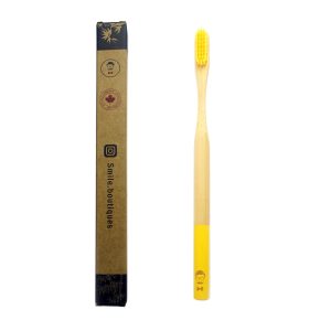 Smile Boutiques Luxury Bamboo Toothbrush – Natural Biodegradable Eco Toothbrush - Yellow