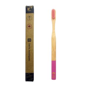 Smile Boutiques Luxury Bamboo Toothbrush – Natural Biodegradable Eco Toothbrush - Pink