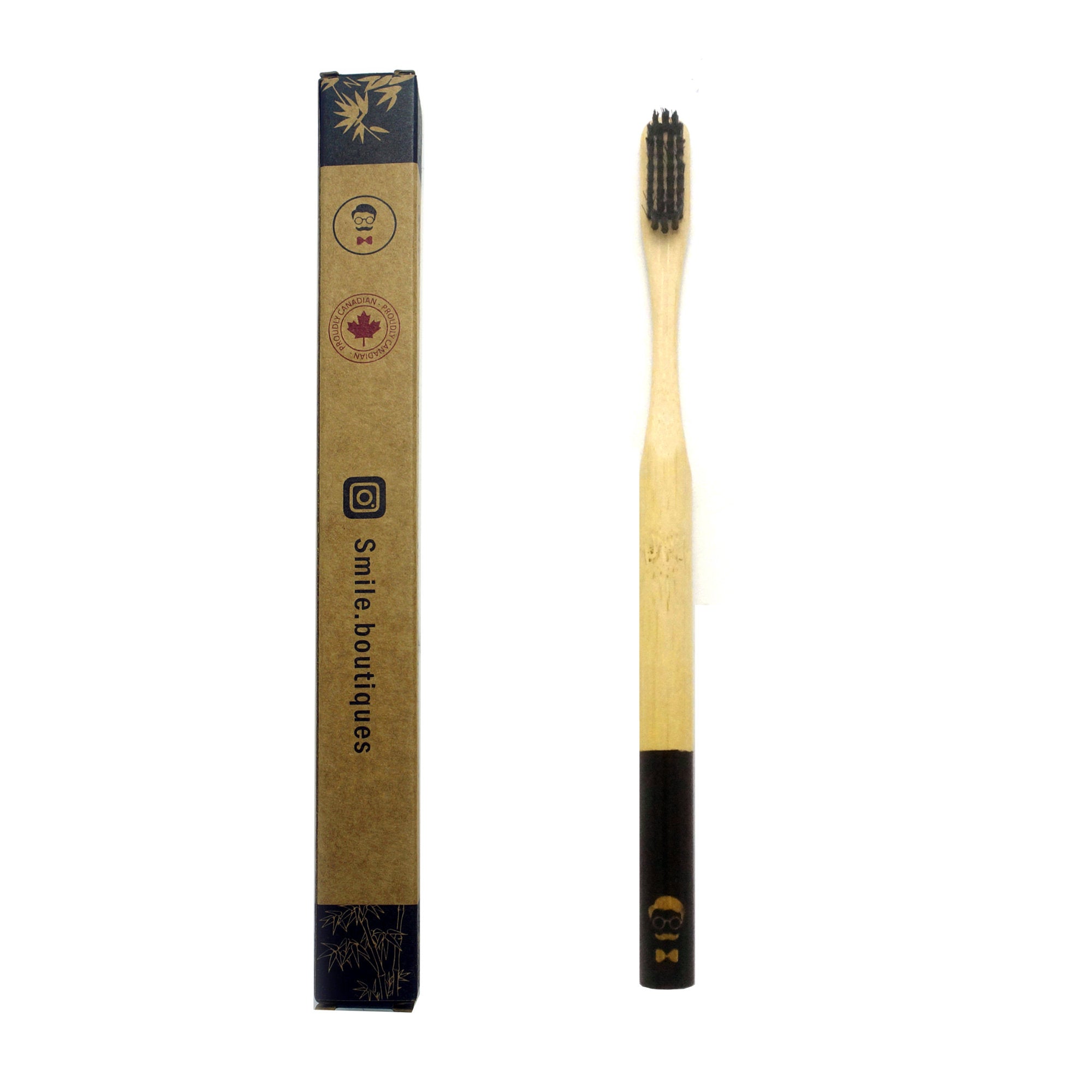Smile Boutiques Luxury Bamboo Toothbrush – Natural Biodegradable Eco Toothbrush - Black