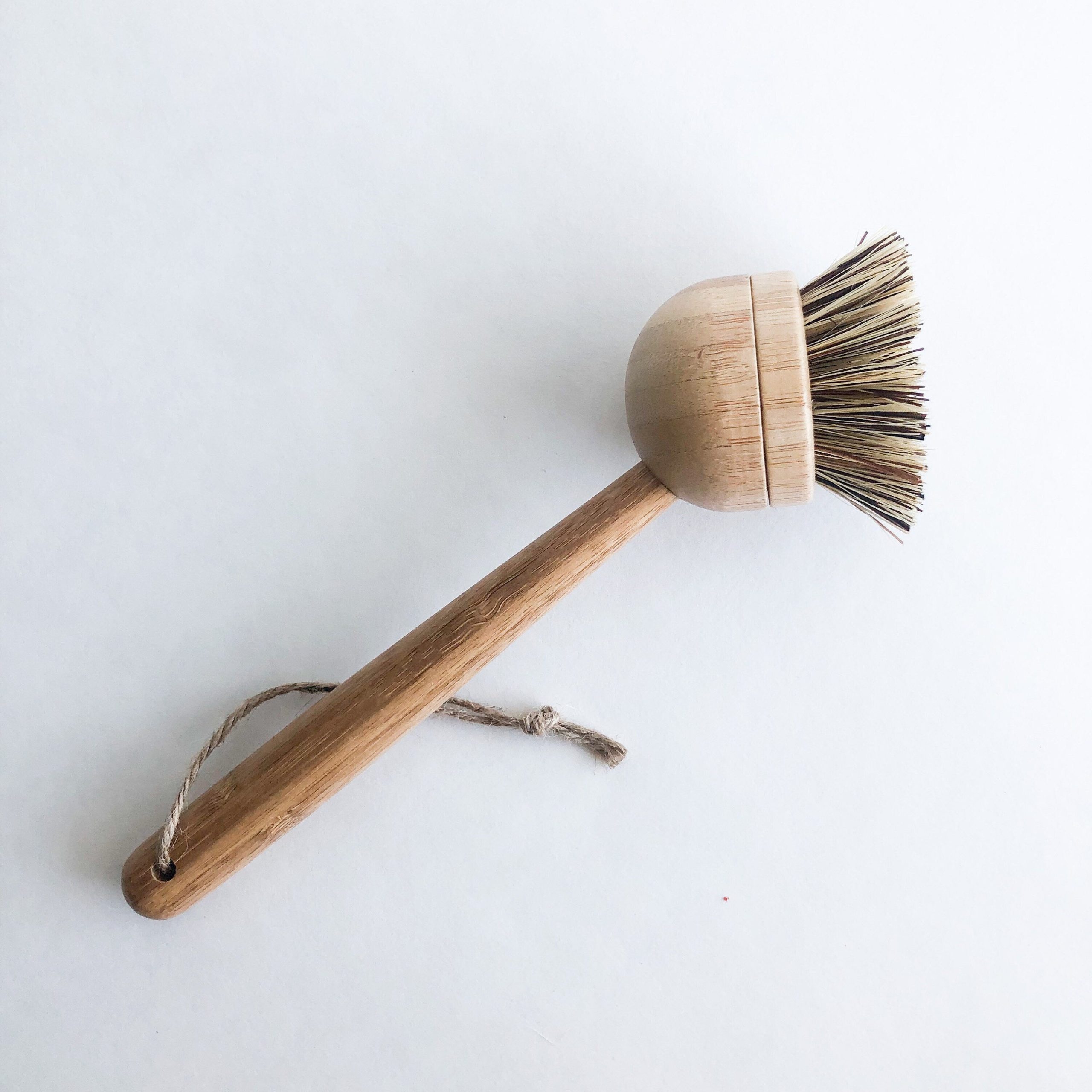 Natural Bamboo Sisal Dish Brush With Replaceable Head - Biodegradable Zero Waste Plastic Free Long Handle Kitchen Brush - Image 2