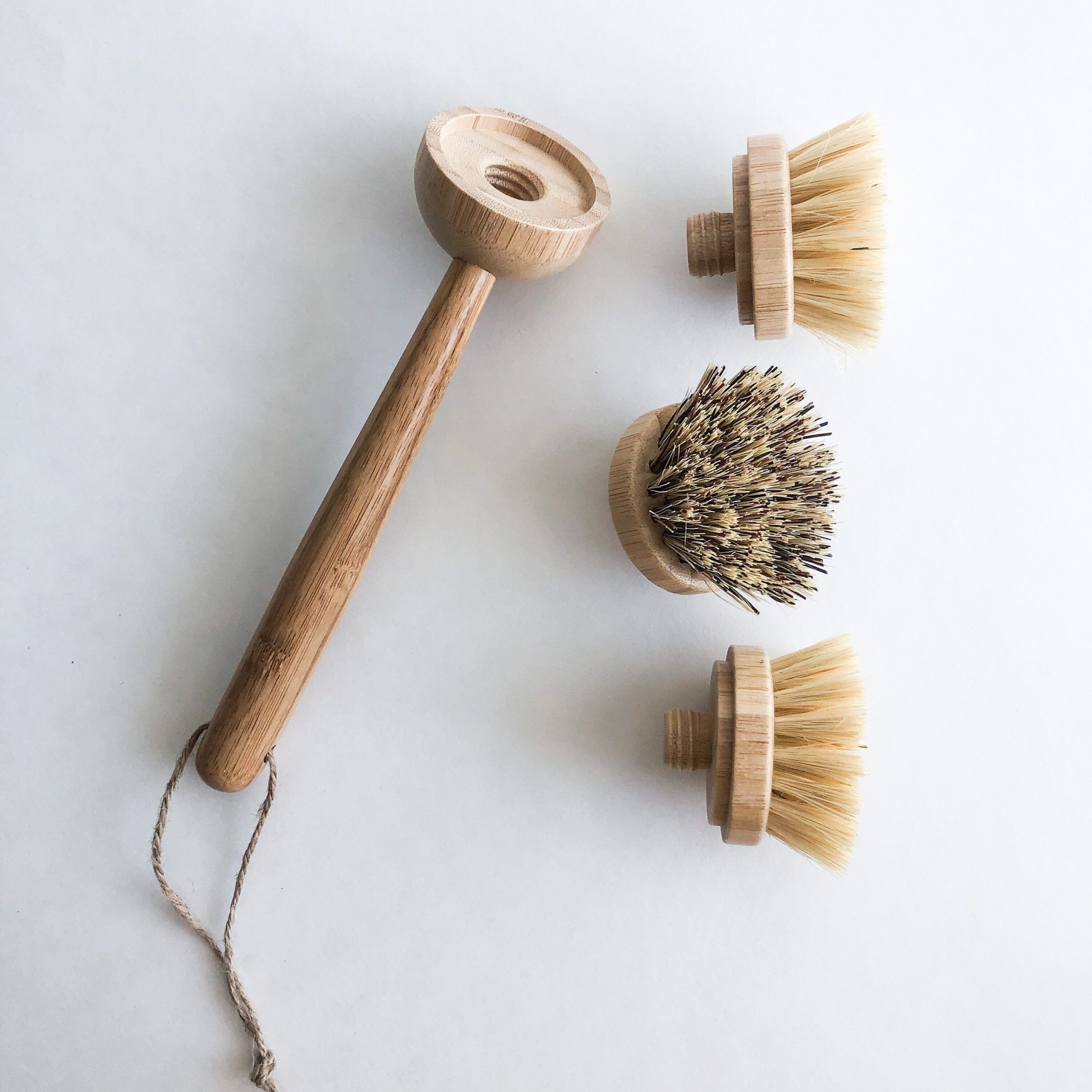 Natural Bamboo Sisal Dish Brush With Replaceable Head - Biodegradable Zero Waste Plastic Free Long Handle Kitchen Brush - Image 5