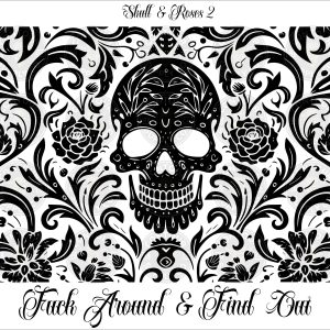 Fuck Around & Find Out - Engraved 20oz Insulated Skinny Tumbler | Skull and Roses Design | Laser Engraved Wrap - Image 4