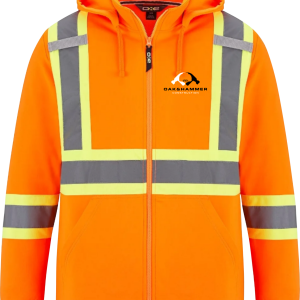 Oak & Hammer CX2 Infinity hi‑vis full zip polyester hoodie with reflective tape and detachable hood - Orange